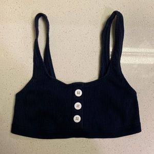 Madewell Navy Ribbed Bralette with 3 buttons